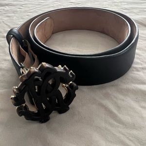 Authentic Roberto Cavalli Black Leather Belt